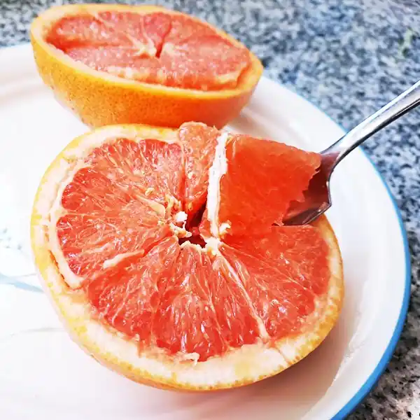 two half grapefruits