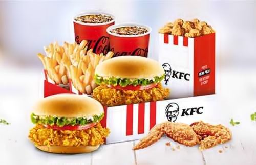 KFC bun, wings, fries and Coke