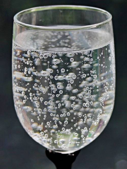 glass full of sparkling water